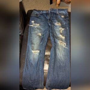 Aeropostale Men's Relaxed Blue Jeans with Distressed Look